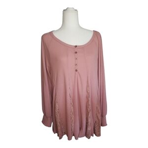 Women's Pink Lace Detail Top Size XL